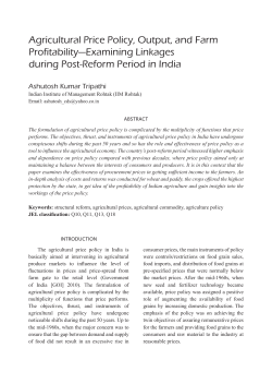 Agricultural Price Policy, Output, and Farm