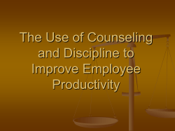 The Use of Counseling and Discipline to Improve