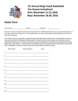 Team Liability Waiver Form - Kings Basketball Association