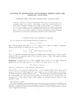 Systems of orthogonal polynomials arising from the modular j