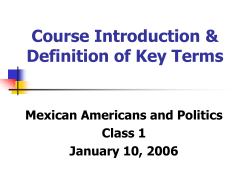 Introduction to the Course and Definition of Key Terms