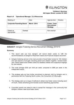 Islington Fostering Service Recruitment Strategy