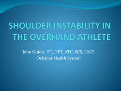 Shoulder Instability in the Overhead Athlete