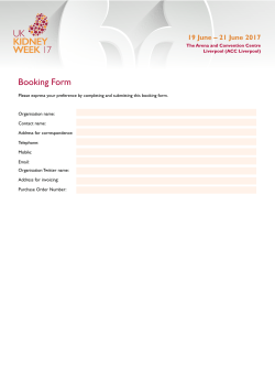 Booking Form - UK Kidney Week