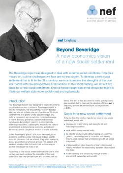 Beyond Beveridge A new economics vision of a new social settlement