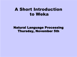 Introduction to Weka