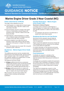 Marine Engine Driver Grade 3 - Australian Maritime Safety Authority