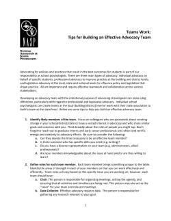 Teams Work: Tips for Building an Effective Advocacy Team