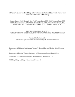 Effects of a Classroom-Based Yoga Intervention on Cortisol