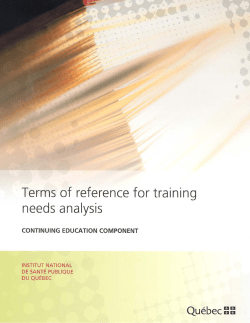 Terms of reference for training needs analysis