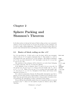 Chapter 2. Sphere Packing and Shannon`s Theorem