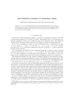 THE FROBENIUS PROBLEM IN DIMENSION THREE 1. Introduction