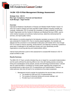 MDACC ICD-10 Risk Management Strategy Assessment