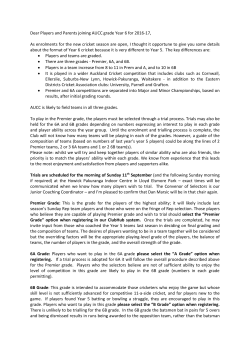 Dear Players and Parents joining AUCC grade Year 6 for 2016