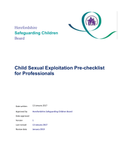 Child Sexual Exploitation Pre-checklist and guidance for professionals