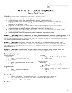 AP Macro Unit 2: Guided Reading Questions Demand and Supply