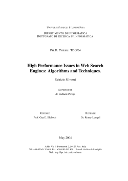 High Performance Issues in Web Search Engines - PhD