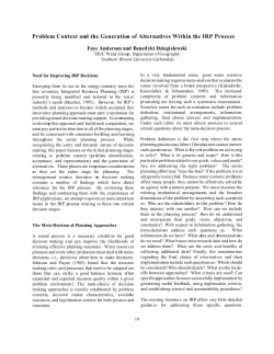 Problem Context and the Generation of Alternatives