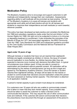 Medication Policy - Blueberry Academy