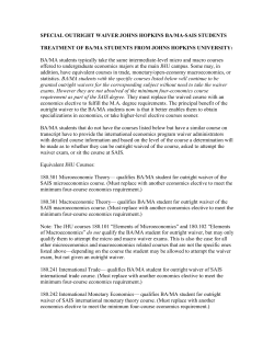 SPECIAL OUTRIGHT WAIVER JOHNS HOPKINS BA/MA