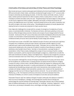 A brief outline of the history and central ideas of Critical Theory and