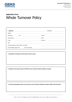 Credit Insurance application form