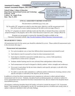 Annotated Exemplar Annual Assessment Report, 2012-2013