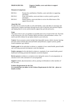 (HSC426) Empower families, carers and others to support