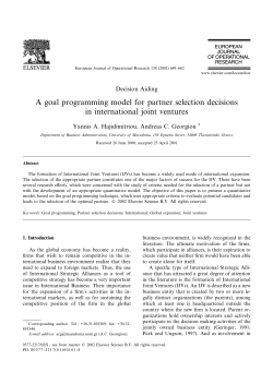 A goal programming model for partner selection decisions in