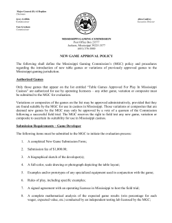New Games Approval Policy - Mississippi Gaming Commission