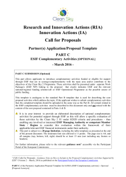 Research and Innovation Actions (RIA) Innovation Actions (IA) Call