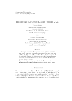 THE UPPER DOMINATION RAMSEY NUMBER u(4, 4) - DML-PL