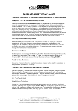 sarbanes-oxley compliance - Your Call Whistleblowing Hotline and