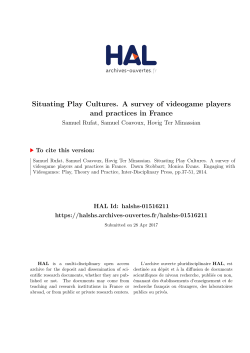 Situating Play Cultures. A survey of videogame players - Hal-SHS