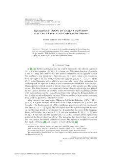 EQUILIBRIUM POINT OF GREEN`S FUNCTION FOR THE