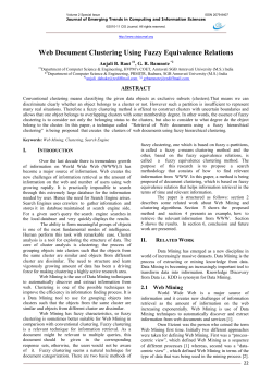 Journal of Computing Web Document Clustering Using Fuzzy