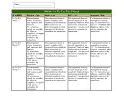 Rubric for Tic Tac Toe Board