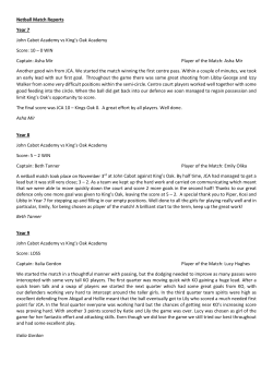 Netball Match Reports Year 7 John Cabot Academy vs King`s Oak