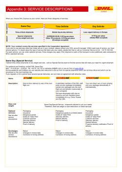 Appendix 3: SERVICE DESCRIPTIONS