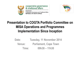 Presentation to COGTA Portfolio Committee on MISA Support