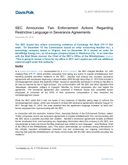 SEC Announces Two Enforcement Actions Regarding