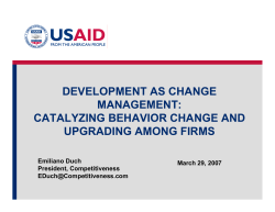 DEVELOPMENT AS CHANGE MANAGEMENT: CATALYZING