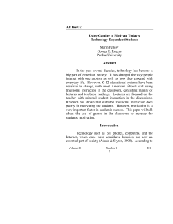 JSTE v48n1 - At Issue - Using Gaming to Motivate Today`s