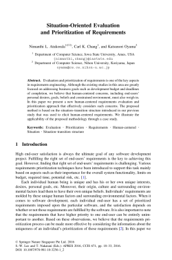 Situation-Oriented Evaluation and Prioritization of