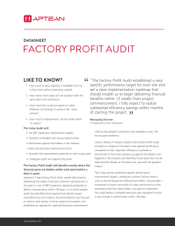 Factory MES 3 Day Profit Audit - Info Sheet