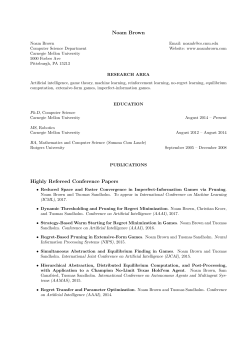 Noam Brown Highly Refereed Conference Papers