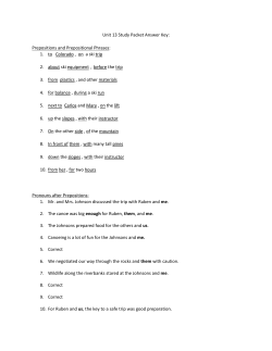 Unit 13 Study Packet Answer Key: Prepositions and Prepositional