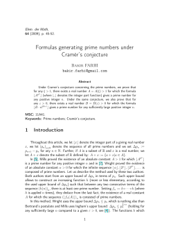 Formulas generating prime numbers under Cram&eacute;r`s