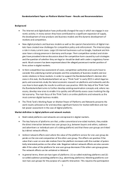 1 Bundeskartellamt Paper on Platform Market Power