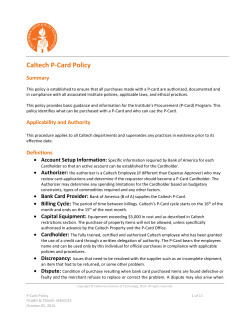 Caltech P-Card Policy - Caltech Procurement Services
